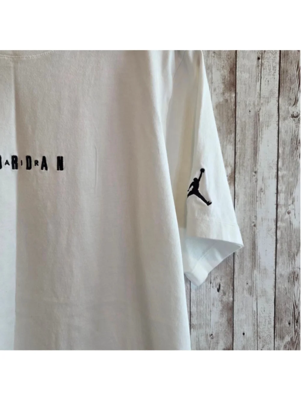 Men's Jordan White Short Sleeve Tee with Black Logo Size L